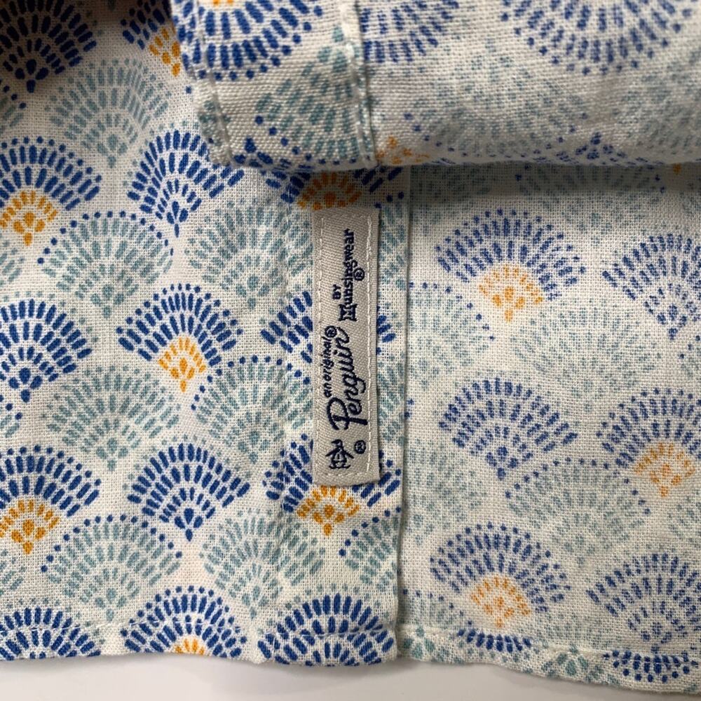Original Penguin Shirt Mens 2XL Linen Blend Seashell Tile Stretch Short Sleeve - Picture 5 of 10